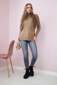 Sweater with stand - up collar 2019 - 52 / – Camel цвет / color | Lexline Fashion