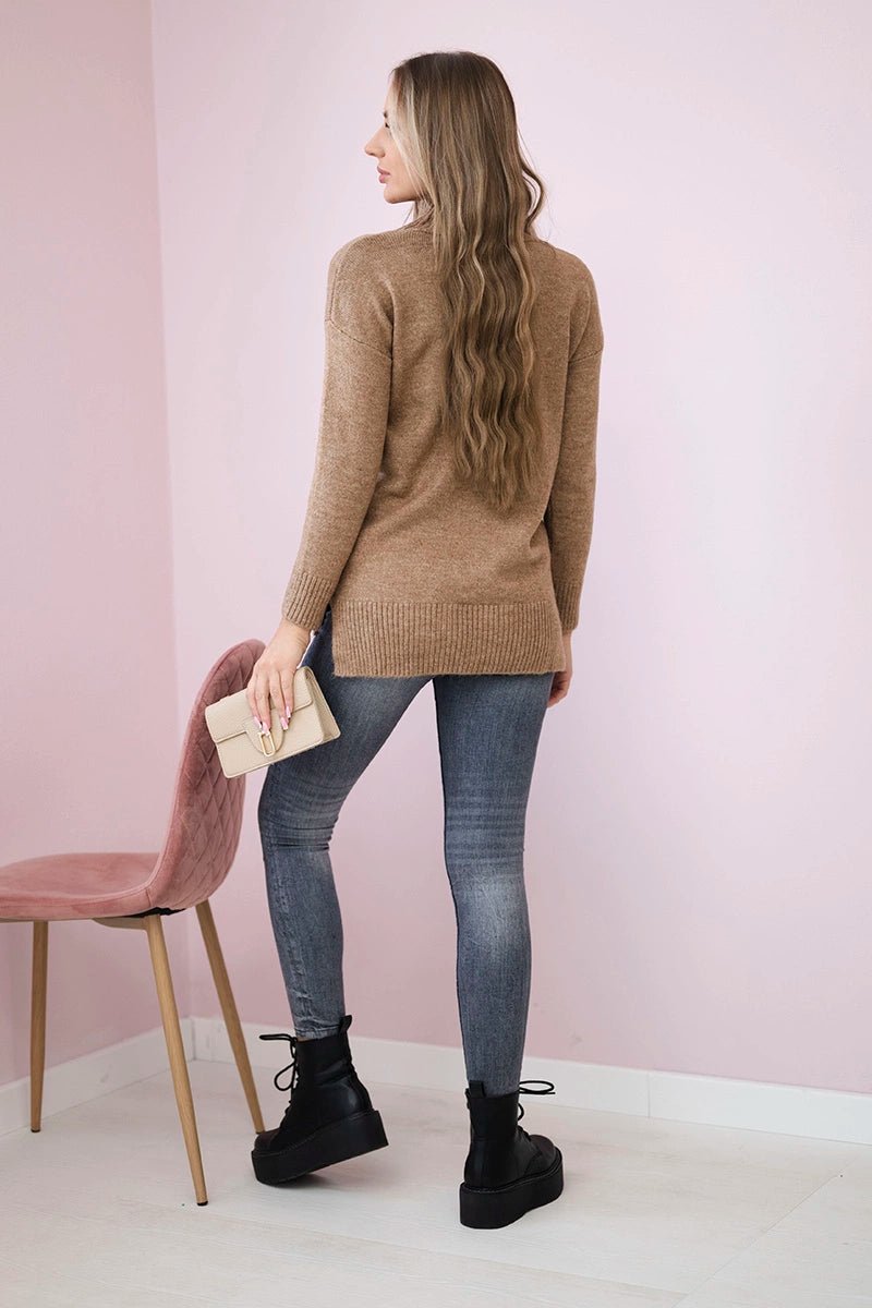Sweater with stand - up collar 2019 - 52 / – Camel цвет / color | Lexline Fashion
