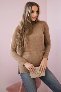 Sweater with stand - up collar 2019 - 52 / – Camel цвет / color | Lexline Fashion