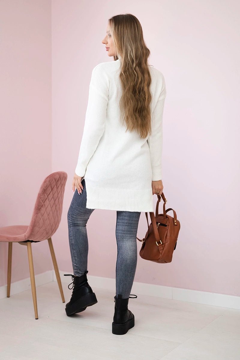 Sweater with stand - up collar 2019 - 52 / – Ecru цвет / color | Lexline Fashion