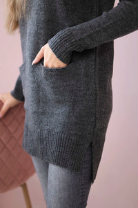 Sweater with stand - up collar 2019 - 52 / – Graphite цвет / color | Lexline Fashion