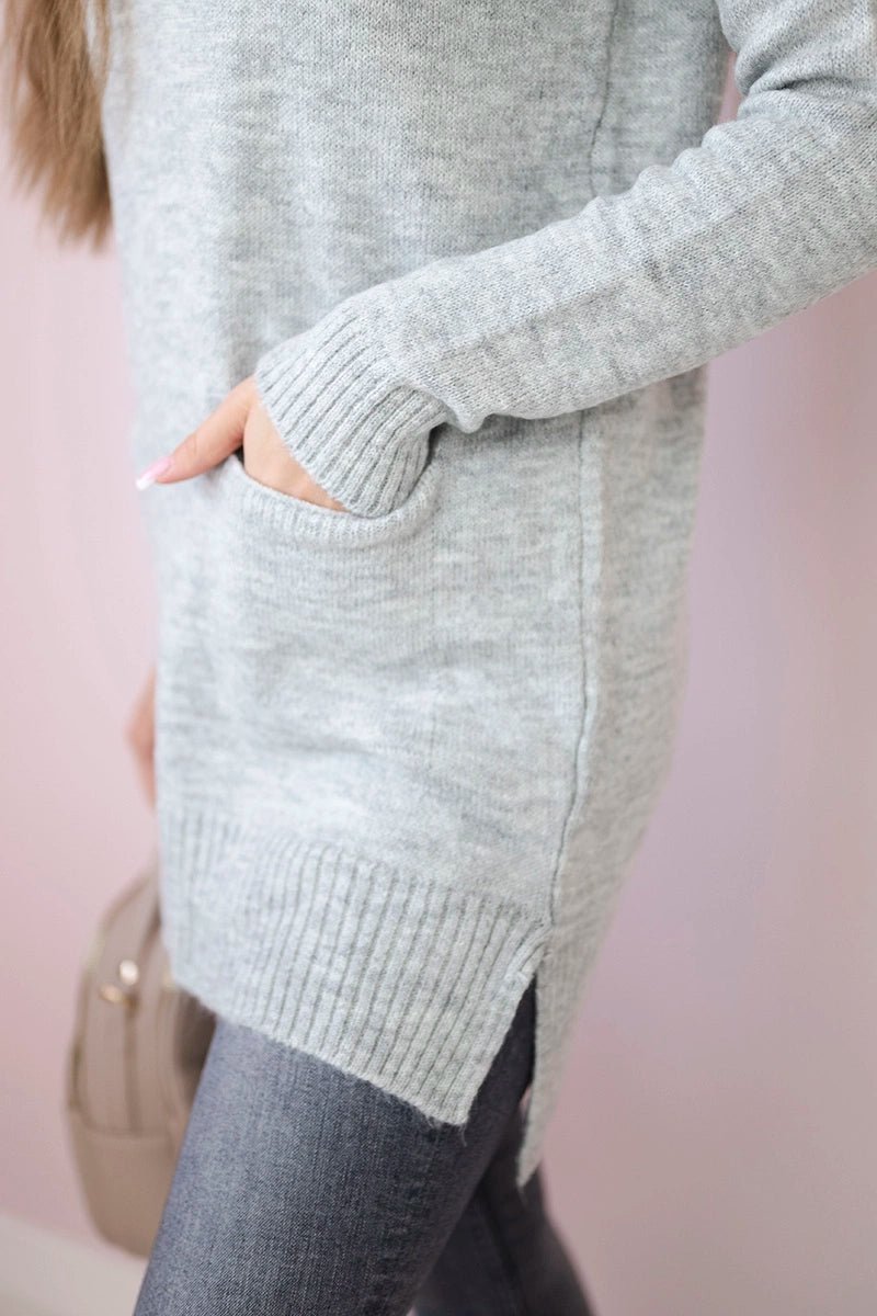 Sweater with stand - up collar 2019 - 52 / – Gray цвет / color | Lexline Fashion