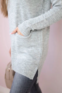 Sweater with stand - up collar 2019 - 52 / – Gray цвет / color | Lexline Fashion