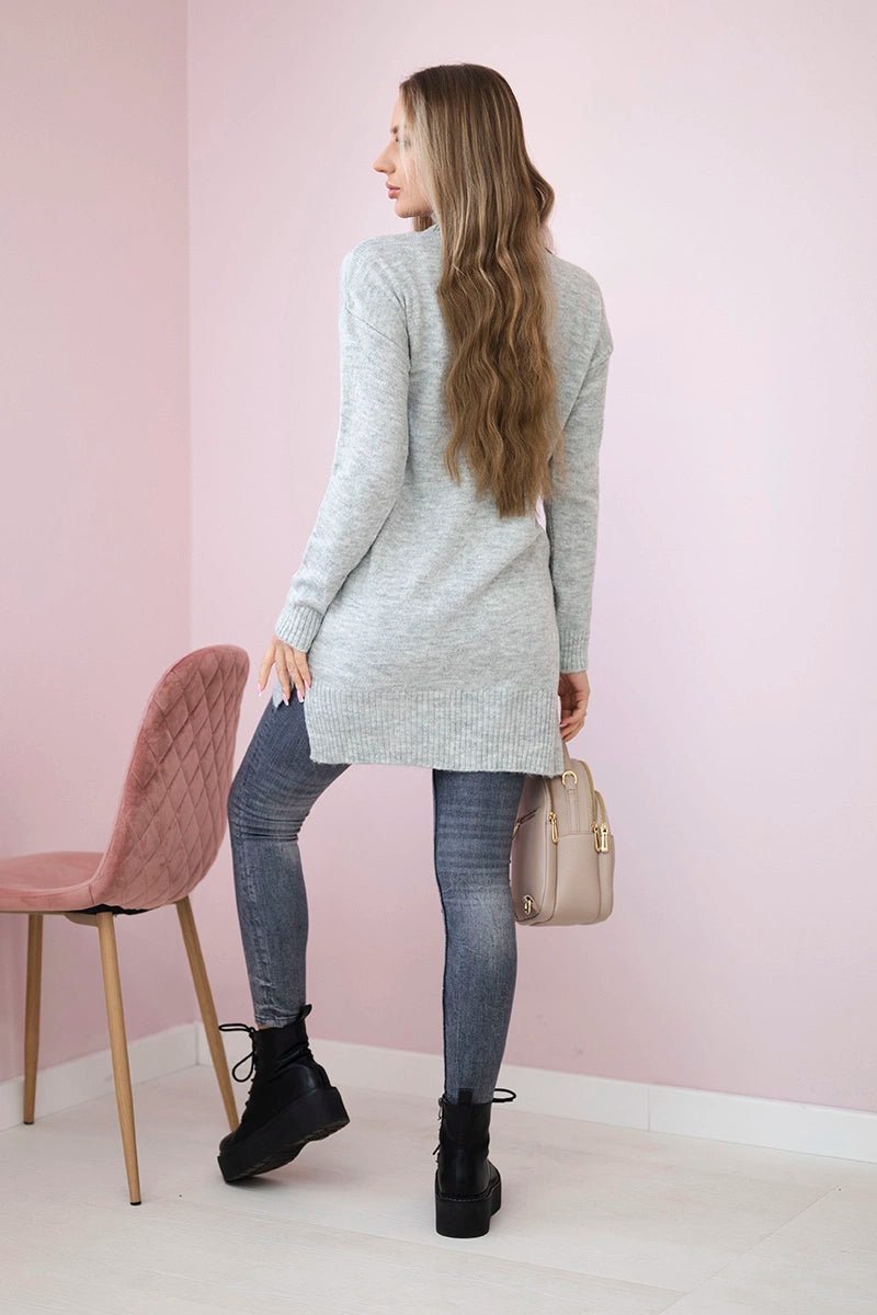 Sweater with stand - up collar 2019 - 52 / – Gray цвет / color | Lexline Fashion