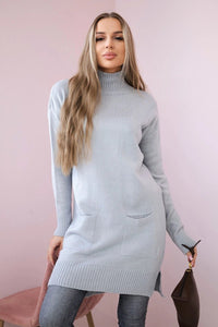 Sweater with stand - up collar 2019 - 52 / – Gray || Light цвет / color | Lexline Fashion