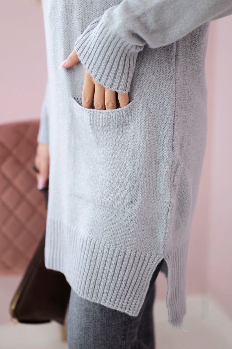 Sweater with stand - up collar 2019 - 52 / – Gray || Light цвет / color | Lexline Fashion