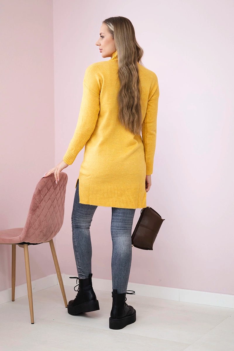 Sweater with stand - up collar 2019 - 52 / – Mustard цвет / color | Lexline Fashion