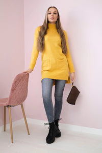 Sweater with stand - up collar 2019 - 52 / – Mustard цвет / color | Lexline Fashion