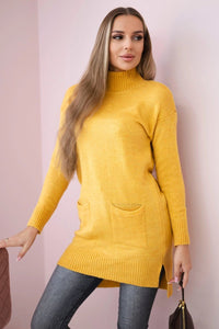 Sweater with stand - up collar 2019 - 52 / – Mustard цвет / color | Lexline Fashion
