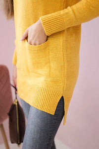Sweater with stand - up collar 2019 - 52 / – Mustard цвет / color | Lexline Fashion