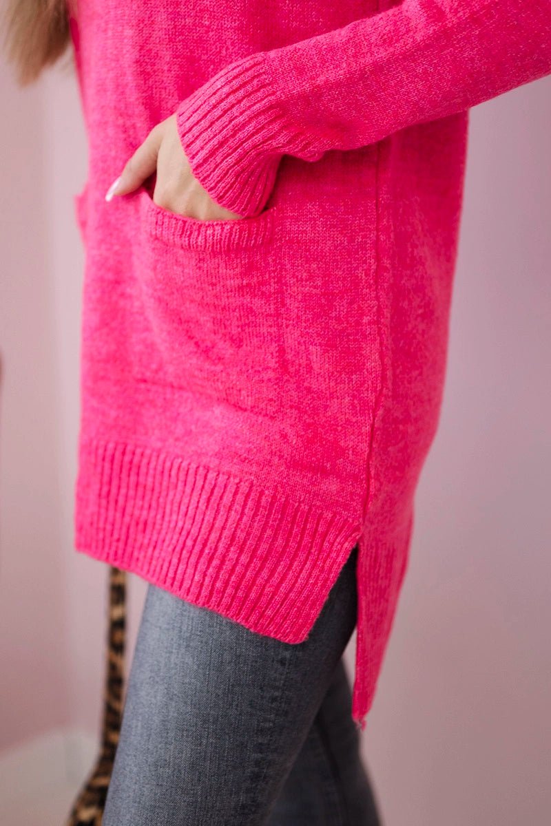 Sweater with stand - up collar 2019 - 52 / – Pink цвет / color | Lexline Fashion