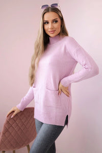 Sweater with stand - up collar 2019 - 52 / – Purple цвет / color | Lexline Fashion