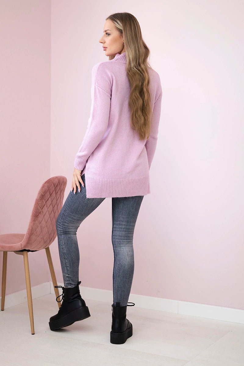 Sweater with stand - up collar 2019 - 52 / – Purple цвет / color | Lexline Fashion