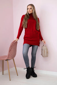 Sweater with stand - up collar 2019 - 52 / – Red цвет / color | Lexline Fashion