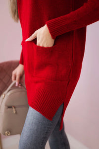 Sweater with stand - up collar 2019 - 52 / – Red цвет / color | Lexline Fashion
