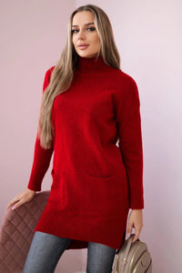 Sweater with stand - up collar 2019 - 52 / – Red цвет / color | Lexline Fashion