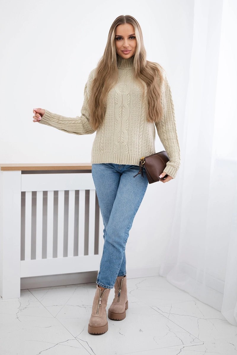 Sweater with turtleneck 24 - 9 / – Beige цвет / color | Lexline Fashion