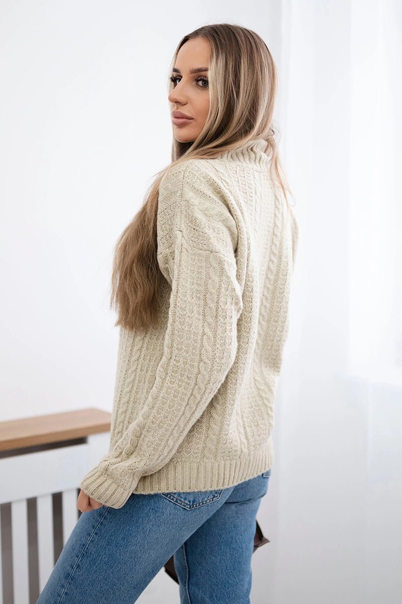 Sweater with turtleneck 24 - 9 / – Beige цвет / color | Lexline Fashion