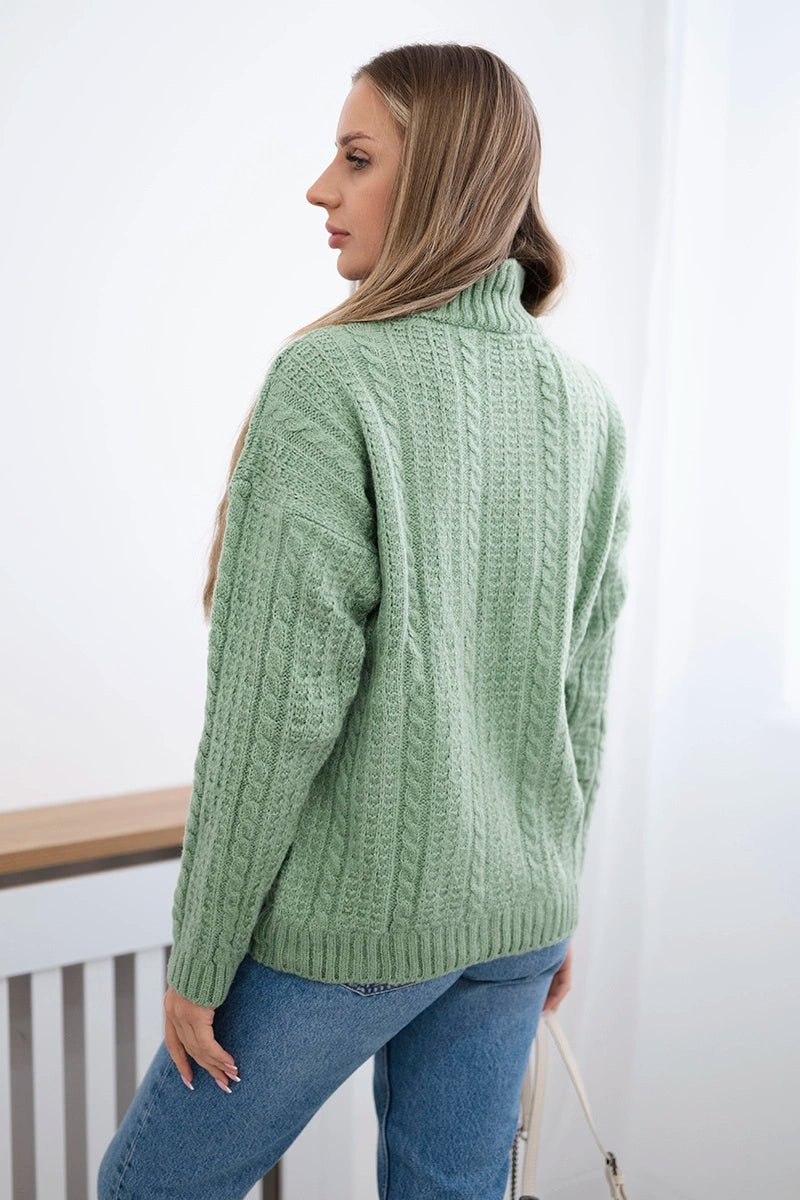 Sweater with turtleneck 24 - 9 / – Dark || Mint цвет / color | Lexline Fashion
