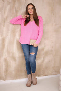 Sweater with V neckline 2019 - 11 / – Pink || Light цвет / color | Lexline Fashion