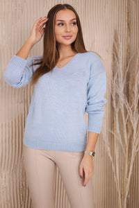 Sweater with V neckline 2020 - 15 / – Blue цвет / color | Lexline Fashion
