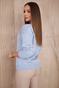 Sweater with V neckline 2020 - 15 / – Blue цвет / color | Lexline Fashion