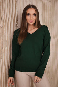 Sweater with V neckline 2020 - 15 / – Dark || green цвет / color | Lexline Fashion