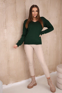 Sweater with V neckline 2020 - 15 / – Dark || green цвет / color | Lexline Fashion