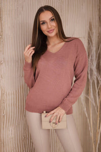 Sweater with V neckline 2020 - 15 / – Pink || Dark цвет / color | Lexline Fashion
