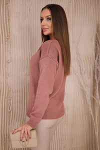 Sweater with V neckline 2020 - 15 / – Pink || Dark цвет / color | Lexline Fashion