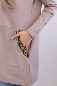 Sweatshirt with a decorative tape 9320 / – Dark || beige цвет / color | Lexline Fashion