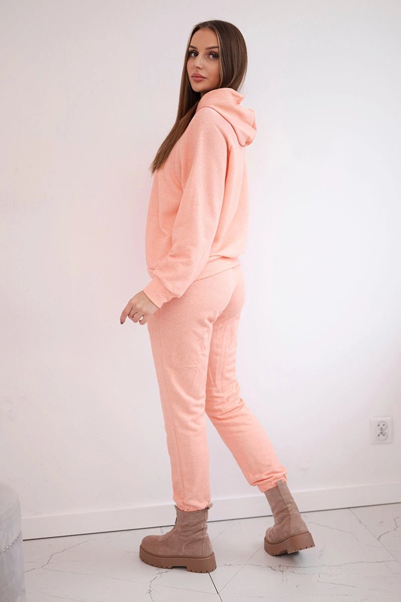 Sweatshirt with a hood + pants 9361 / – Apricot цвет / color | Lexline Fashion