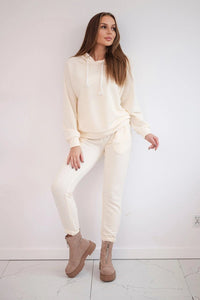 Sweatshirt with a hood + pants 9361 / – Ecru цвет / color | Lexline Fashion