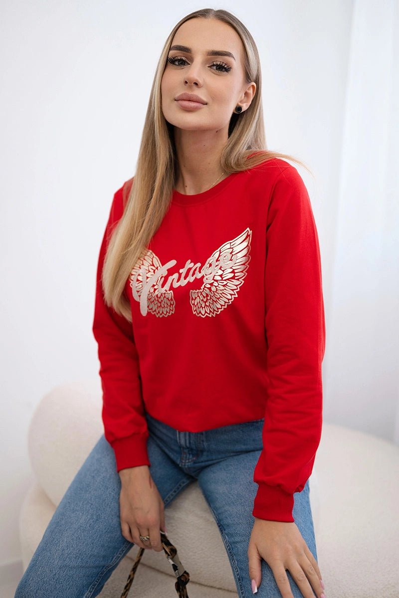 Sweatshirt with a print 69502 / – Red цвет / color | Lexline Fashion
