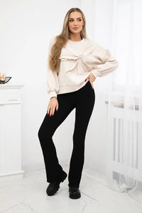 Sweatshirt with decorative flower ART92495 / – Light || Beige цвет / color | Lexline Fashion