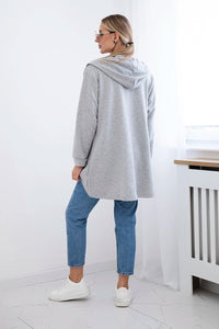 Sweatshirt with longer back and hood 9108 / – Gray цвет / color | Lexline Fashion