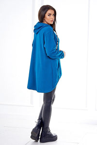 Sweatshirt with longer back and hood 9108 / – Marine цвет / color | Lexline Fashion