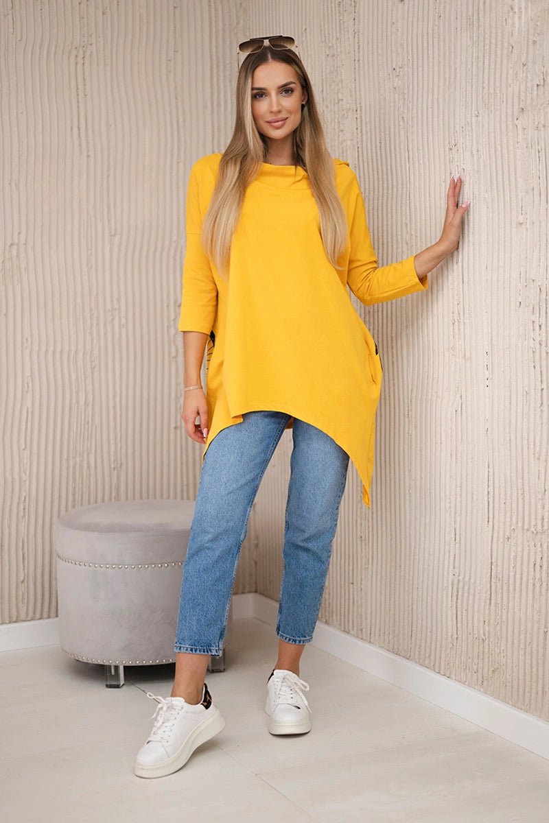 Sweatshirt with print 9139 / – Mustard цвет / color | Lexline Fashion