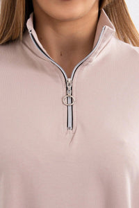 Sweatshirt with zipper and pockets 9347 / – Beige цвет / color | Lexline Fashion