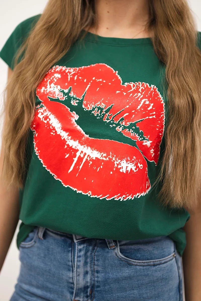 T-shirt with a print 8985 / – Green цвет / color | Lexline Fashion