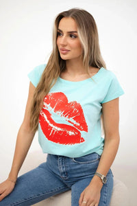 T-shirt with a print 8985 / – Mint цвет / color | Lexline Fashion