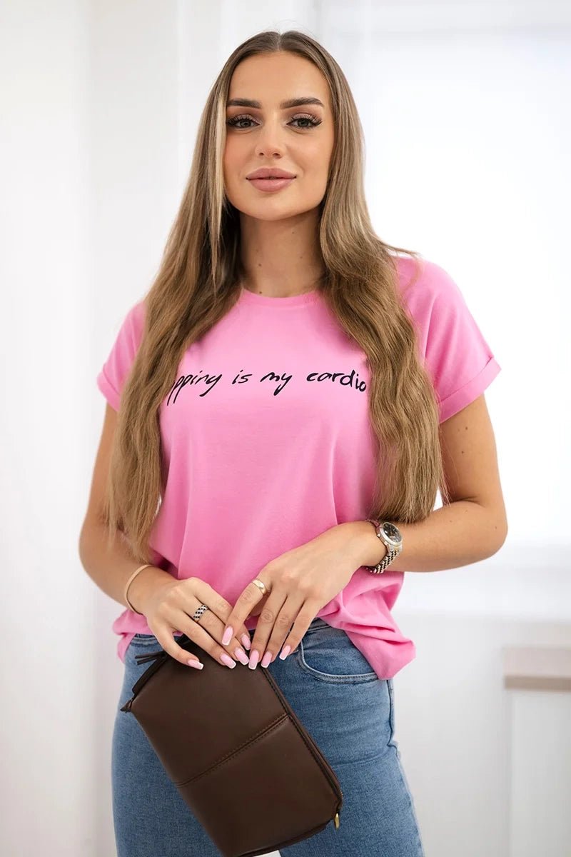 T-shirt with print 65297 / – Pink || Light цвет / color | Lexline Fashion