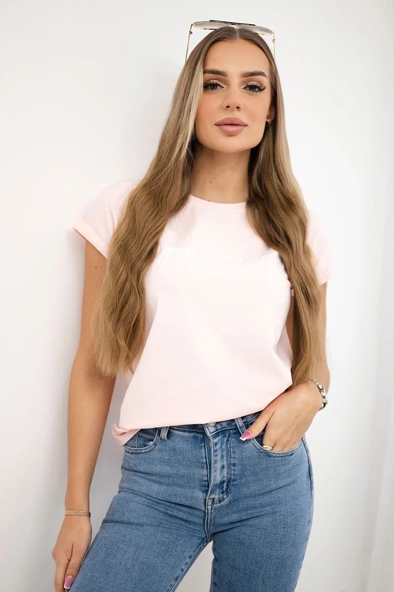T-shirt with print 65297 / – Powder цвет / color | Lexline Fashion