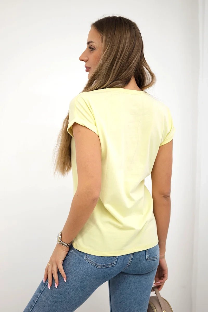 T-shirt with print 65297 / – Yellow || Light цвет / color | Lexline Fashion