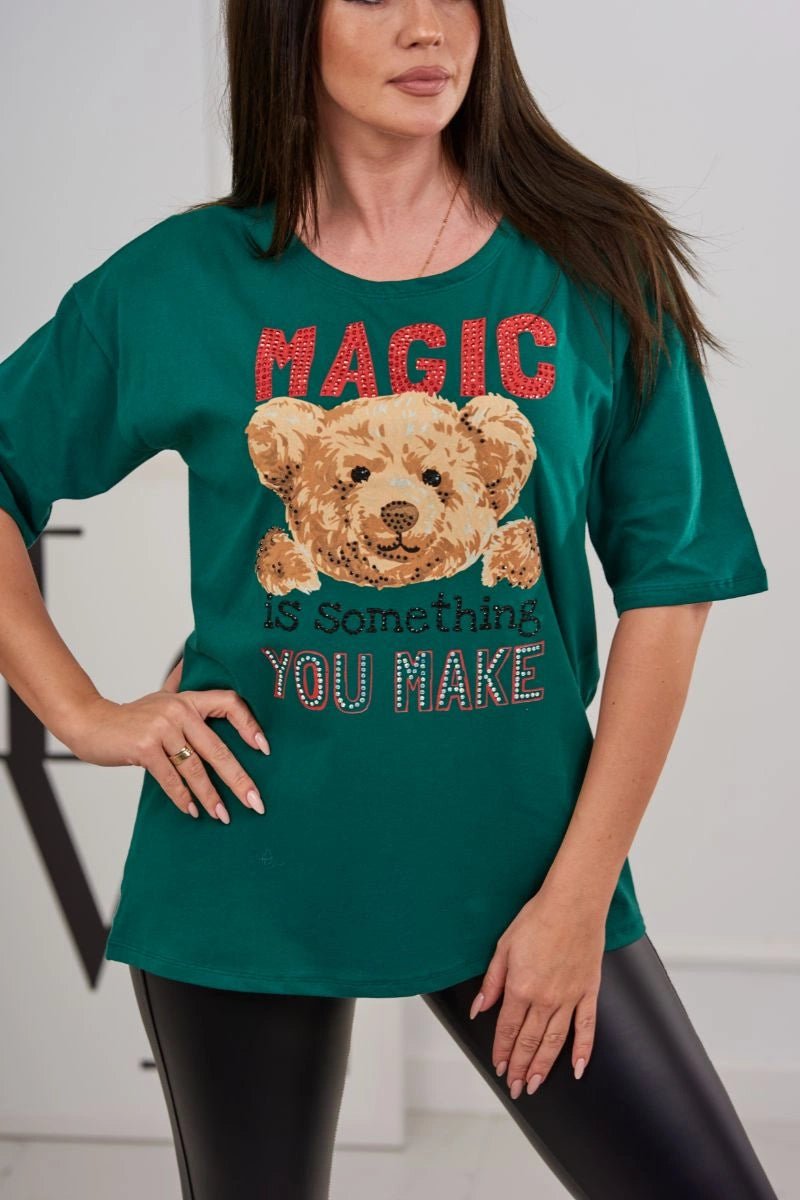 T-shirt with print 9243 / – Green цвет / color | Lexline Fashion