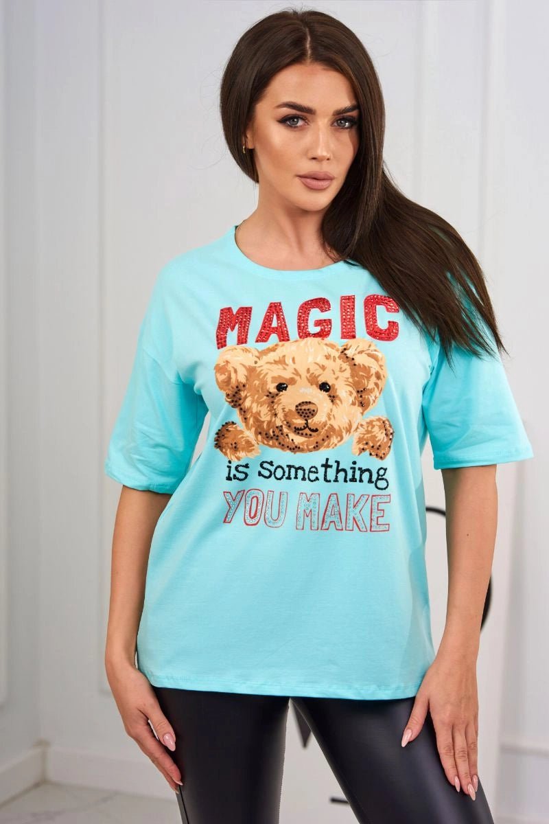 T-shirt with print 9243 / – Mint цвет / color | Lexline Fashion