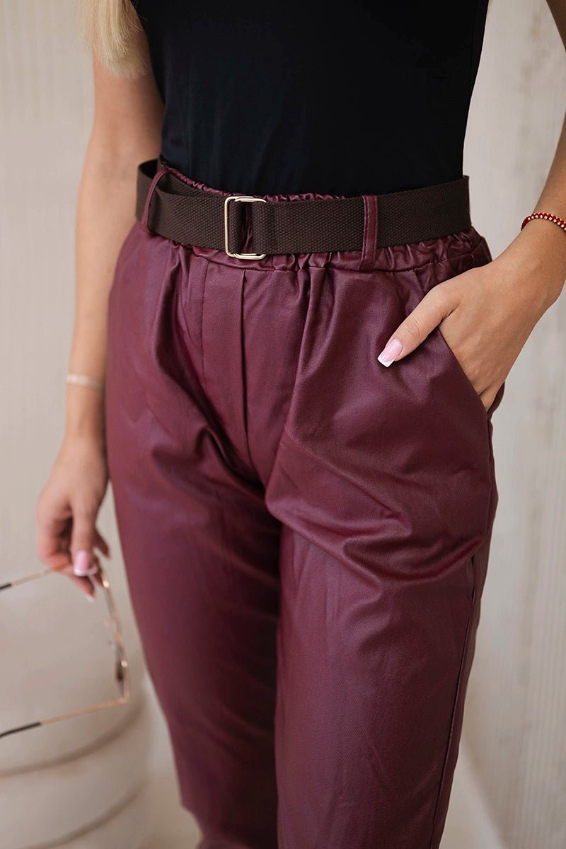 Trousers with a belt ART52293 - 1 / – Maroon цвет / color | Lexline Fashion