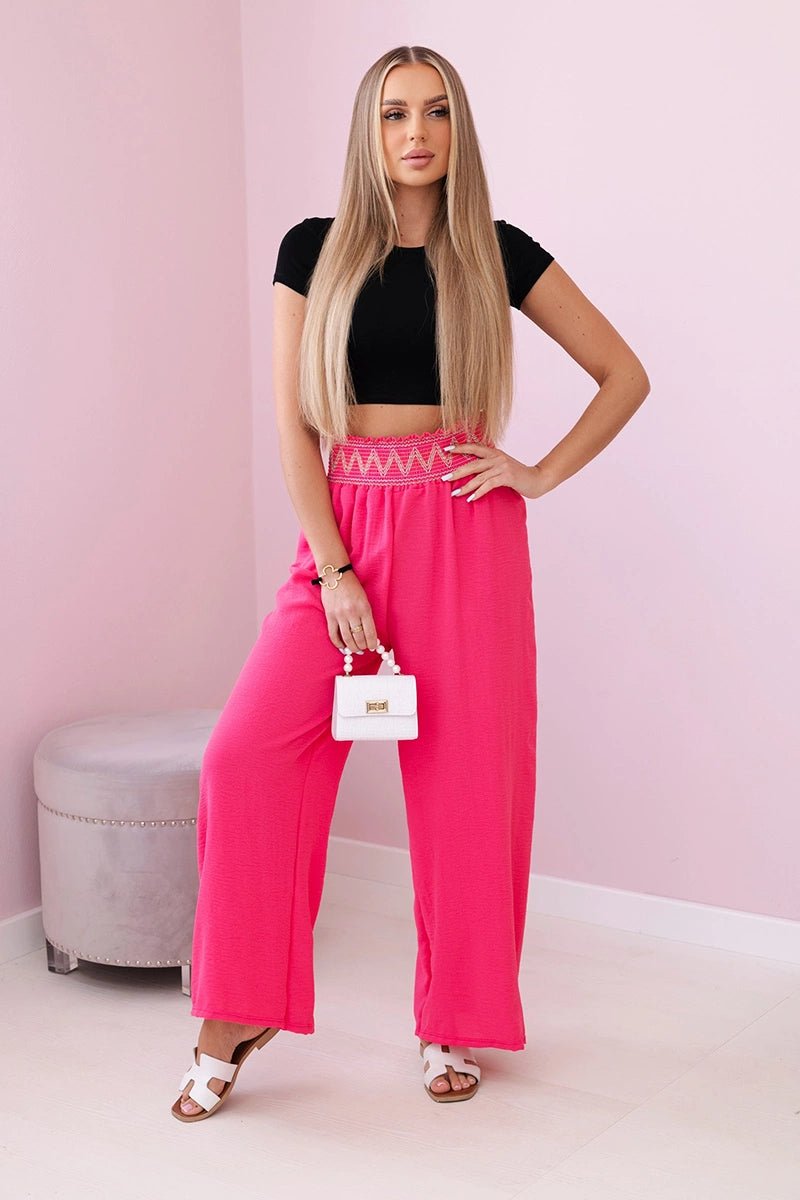 Trousers with a wide elastic waistband IT - 40 / – Pink цвет / color | Lexline Fashion
