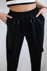 Trousers with decorative stripes 6758 - 1 / – Black цвет / color | Lexline Fashion