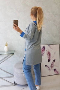 Two - color cardigan with a hood 69422 / – Blue cornflower цвет / color | Lexline Fashion